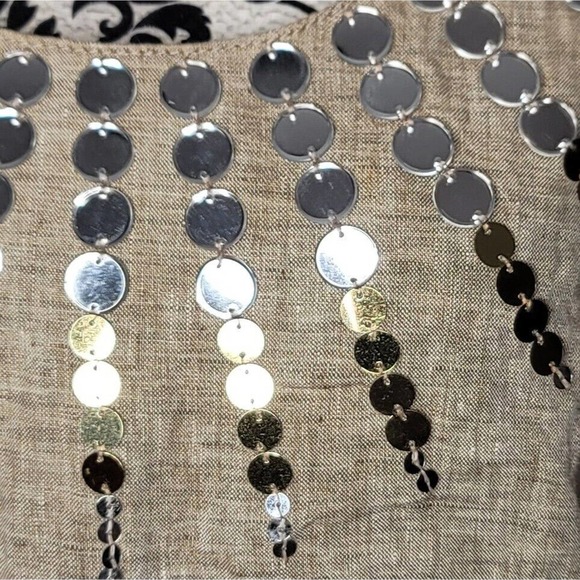 Tory Burch 100% Linen Size 6 Tan Embellished Sleeveless Blouse Top - Picture 5 of 5